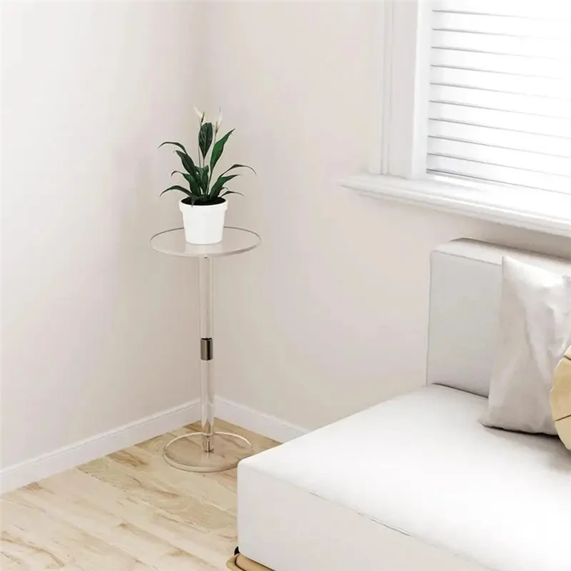 โต๊ะกาแฟอะคริลิคใส โต๊ะวางเครื่องดื่มทรงกลมเล็ก โต๊ะข้างเตียง โต๊ะข้างโซฟา โต๊ะอะคริลิค ของตกแต่งบ้าน