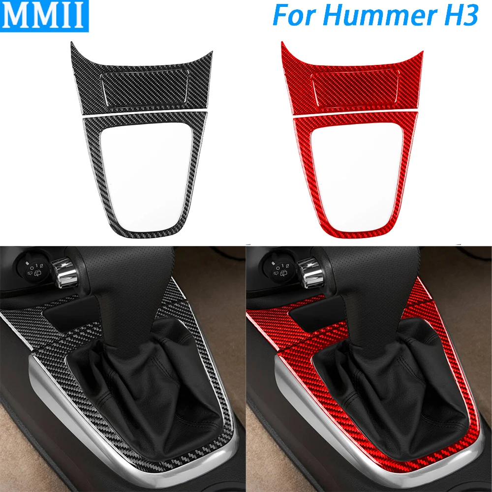 For Hummer H3 2006-2010 Carbon Fiber Center Gear Shift Storage Box Panel Suit Decorative Cover Car Interior Decoration Sticker