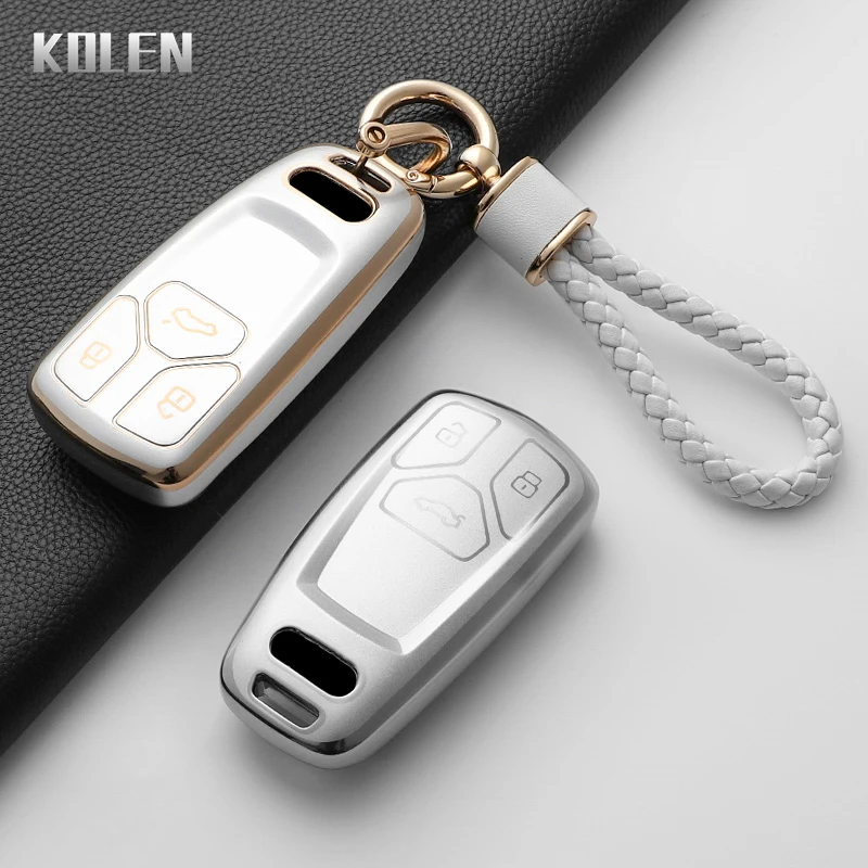 Mode TPU voiture télécommande clé housse coque pour Audi A4 A4L A5 Q5 Q7 TT TTS 8S B9 clé protecteur Fob porte-clés accessoires sans clé