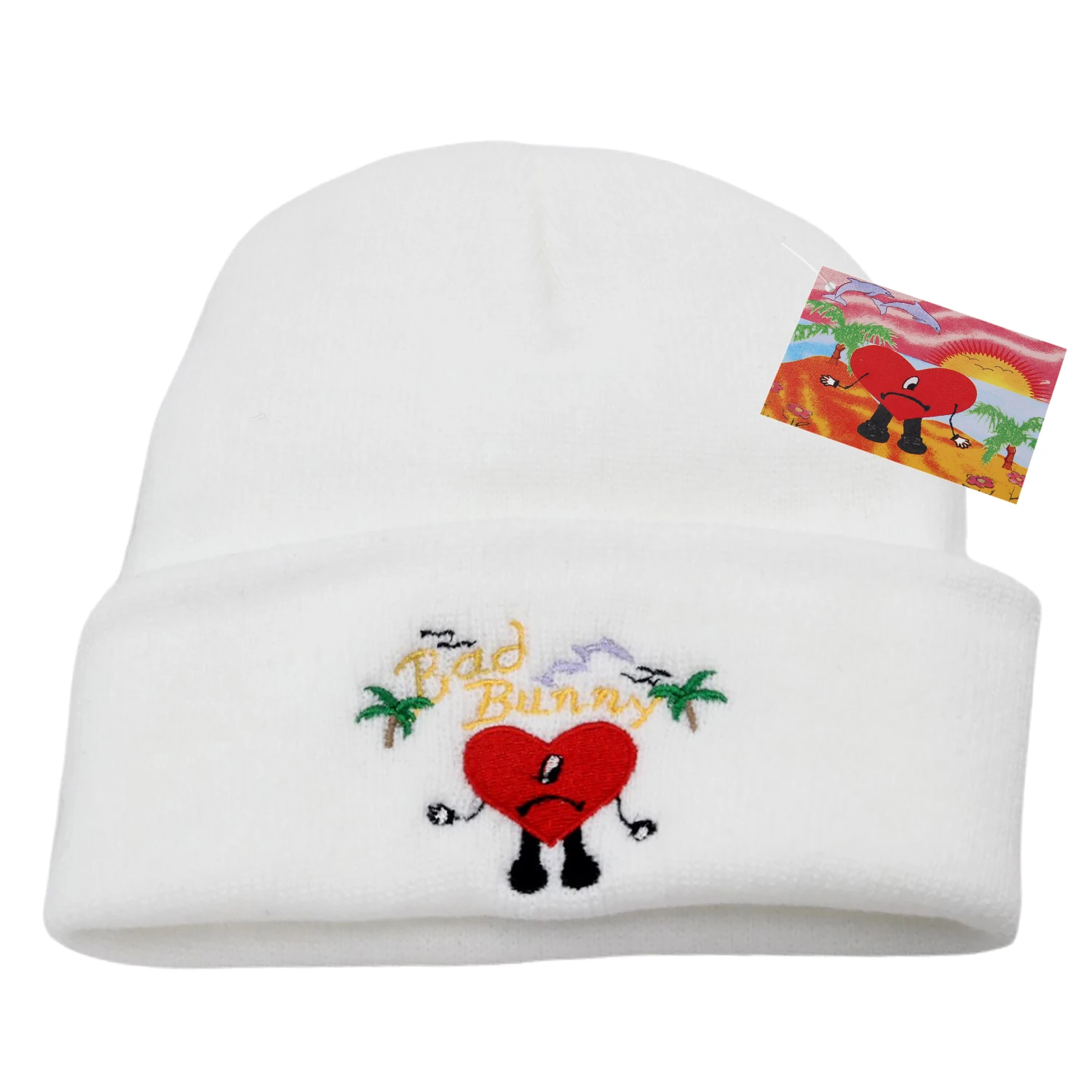 Bad Bunny Beanies Hat UN VERANO SIN TI Knitted Hats Beach Embroidery Unisex Ski  Cap