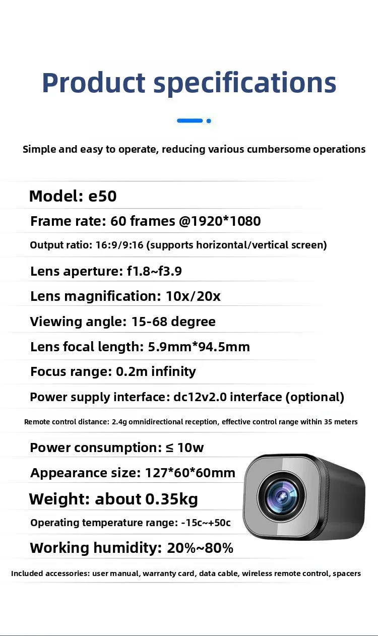 Live cam, ultra-clear 4Kbeay zoom shake audio & video number live broadcast
