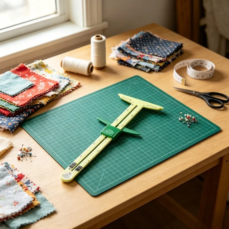 2pcs Sewing Fabric Ruler Set, Patchwork Position Cutter, Button Parallel Line Measuring Tool, Aluminum Plastic Sliding Caliper