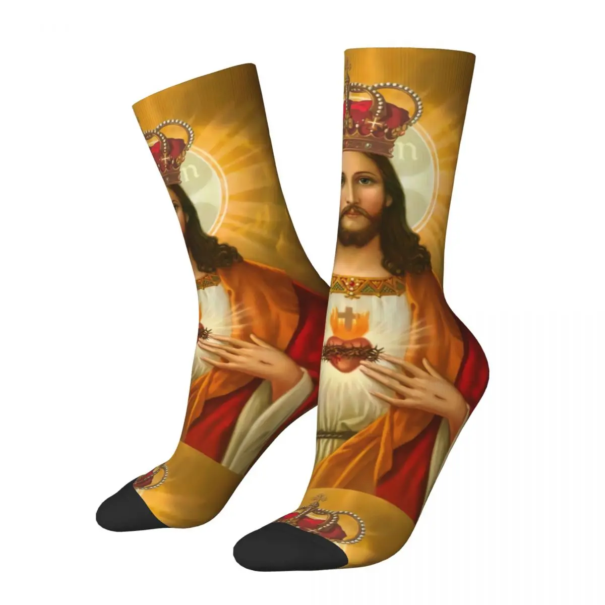 Jesus Unisex 3D Print Mens Socks Innovatively Middle Tube Harajuku Sock Crew Socks Unisex One Driver Dress Socks