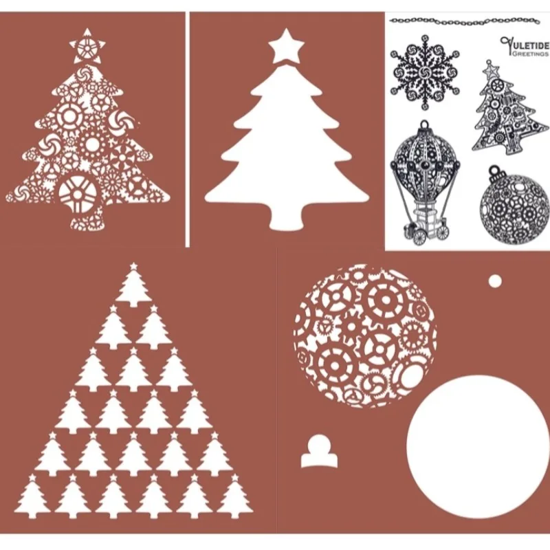 

Christmas Collection Trees Ornament Circle Metal Cutting Stamps Stencil Scrapbooking Diary Decorate Embossing Diy Greeting 2024
