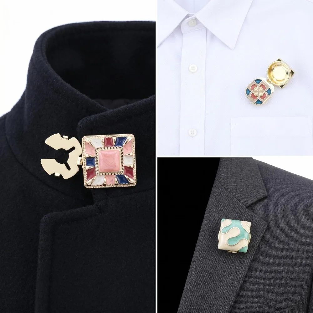 A Pair Button Covers Retro Style Metal Button Sewless Snap Shirt Dress Accessories Polygon Decorative Fasteners