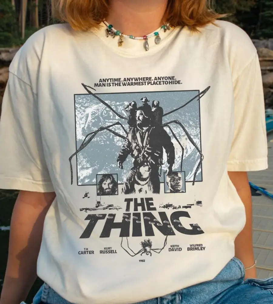Retro 80s Horror Movie T-Shirt Retro Japanese Poster Graphic Tee Sci-Fi Movie Merch John Carpenter Collectible Shirt The Thing