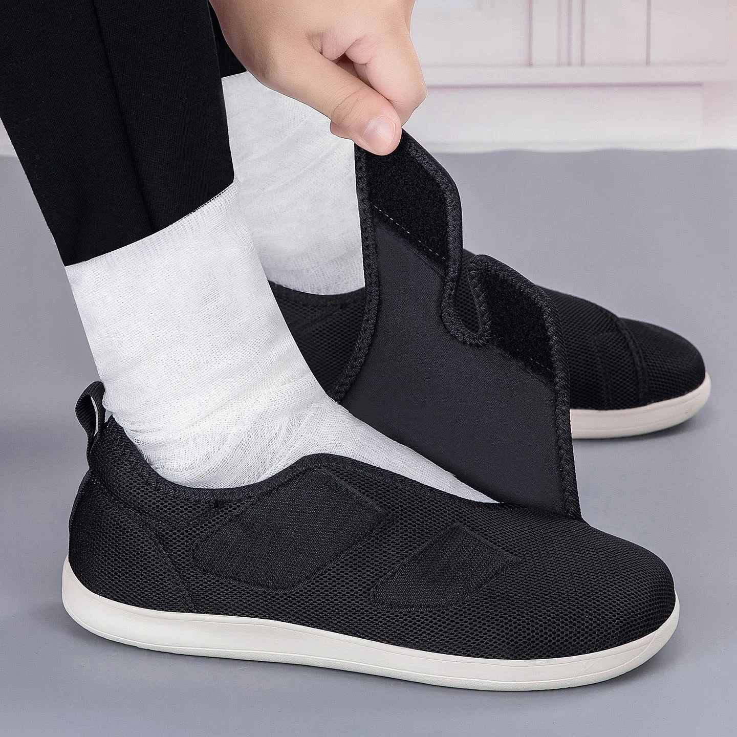 Herrenschuhe, lässig, orthopädisch, für breite Füße, geschwollene Schuhe, Daumen-Eversion, verstellbar, weich, Diabetiker-Schuh, Wanderschuhe für Damen, Unisex