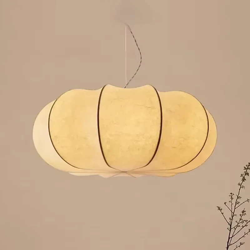 Luce Wabi Sabi dal design creativo per soggiorno, camera da letto, sala da pranzo, lampada da ufficio, lampada a sospensione in seta, luci dalla forma speciale