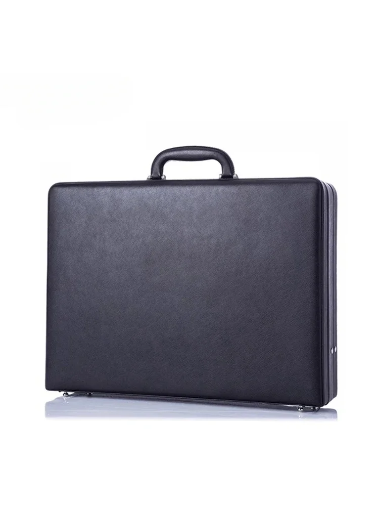 First layer cowhide briefcase, business classic suitcase, male and female password, computer case, file bag, cash box