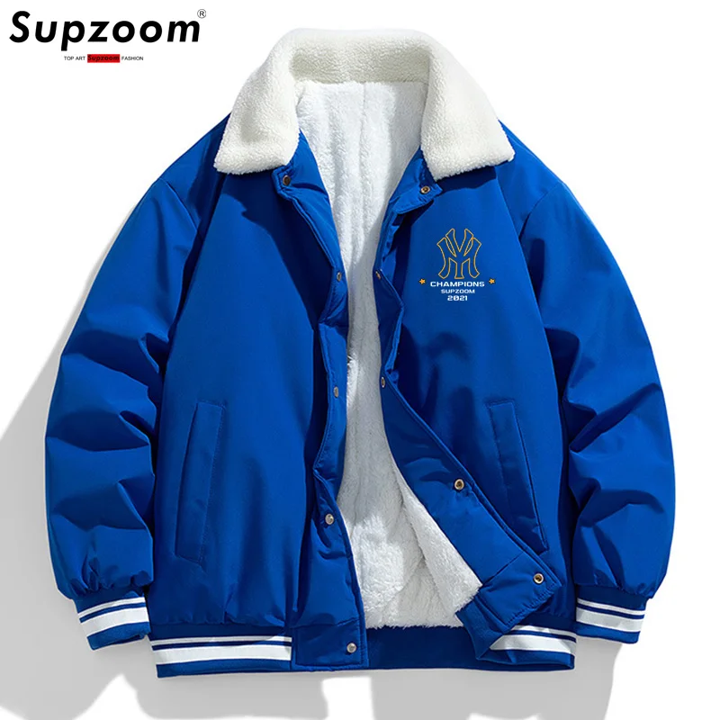 Supzoom New Arrival Turn-Down Collar Autumn And Winter Thickened Lamb Wool PrintingT op Fashion Loose Casual coat Jacket Men