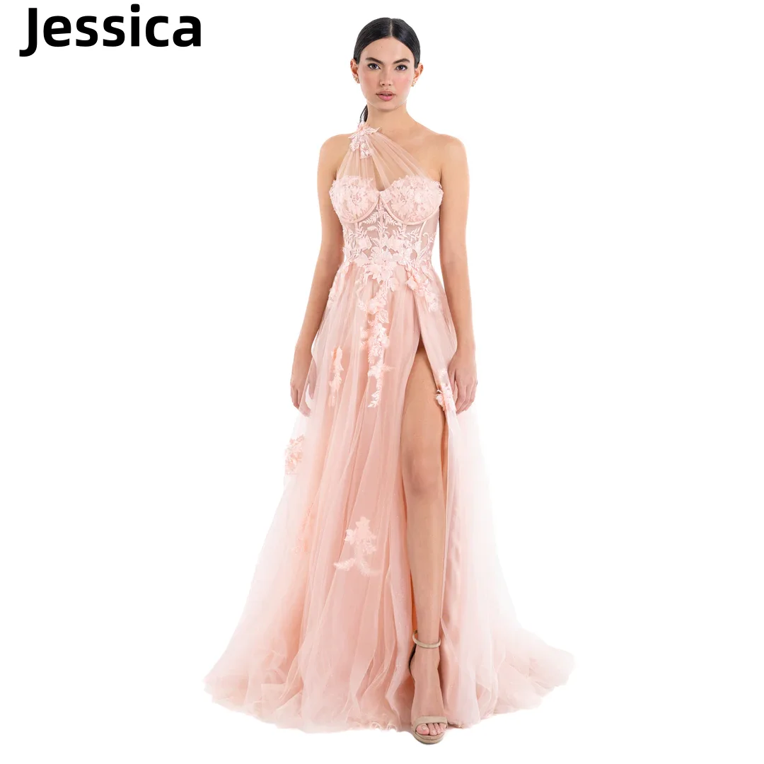 

Jessica Fairy 3D Decal Prom Dress Gauze Side Slit Formal Evening Dresses Princess Wedding Party Dresses 2024Vestidos De Noche