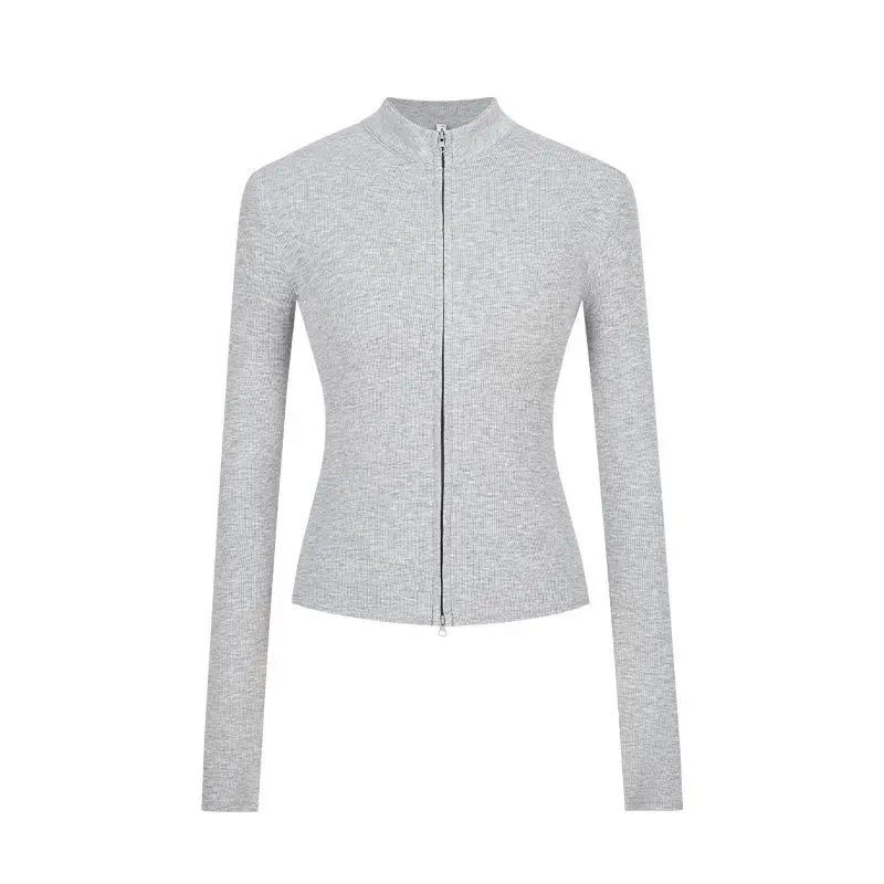 Women Autumn Winter Zip-Up Stand Collar Casual Long Sleeve T-Shirt Slim Fit Short Top Girl Casual Sports Base Layer Woman Ladies view 5