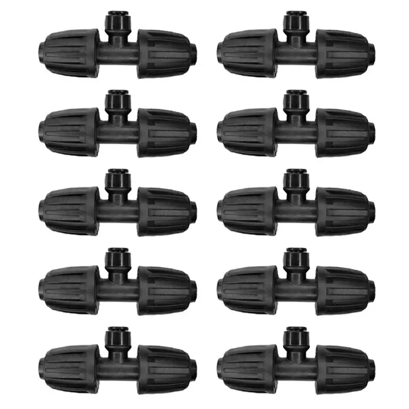 A02F-Garden Drip Tubing 10PCS 16Mm To 4/6Mm Hose Watering Joint 3 Way Quick Connector Tee For 1/2