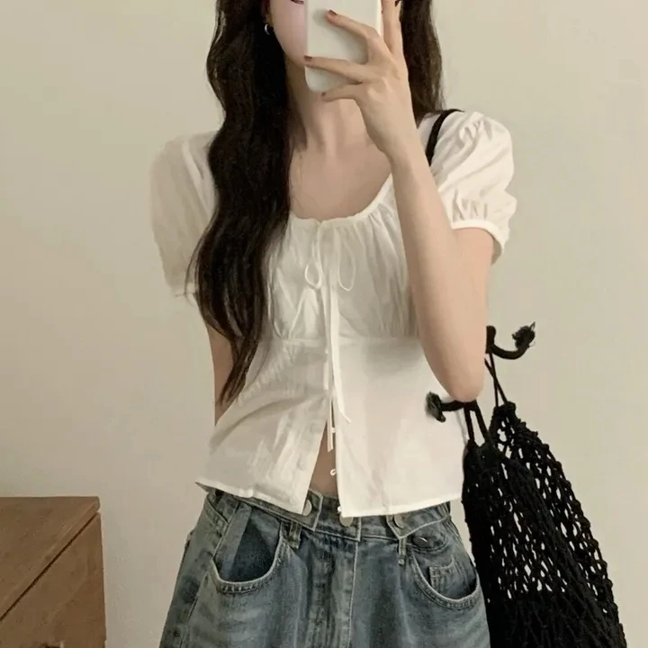 

Single-Button irt Small Top Korean Sle Women's Faion Spring Autumn Winter Casual Inner Wear Regular Fit Online Exclusive