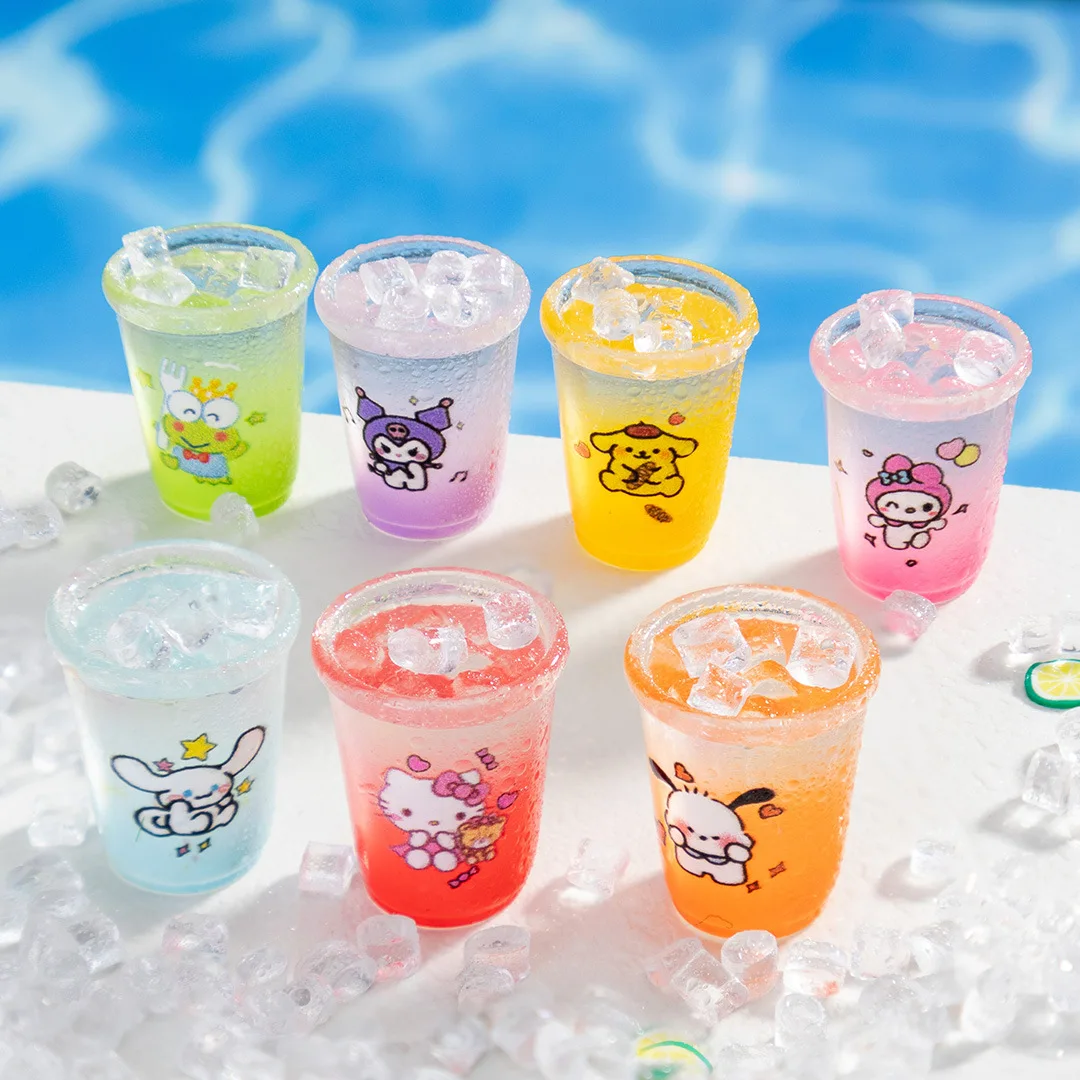 

7pcs Creative Desktop Decor Transparent Gradient Ice Cups Miniature Scenes DIY Resin Craft Ornaments Cute Mini Figurines