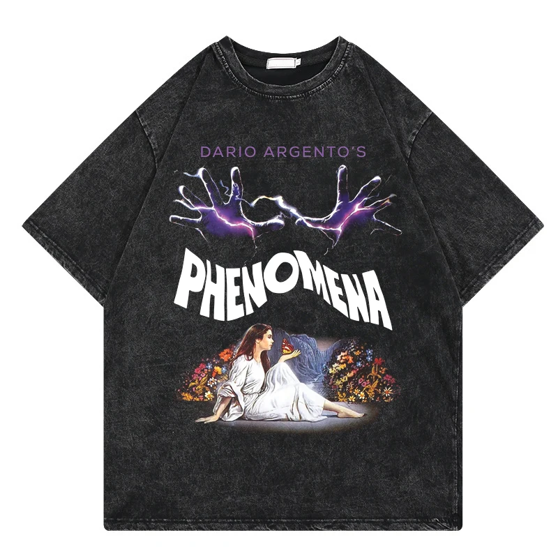 

Phenomena Movie Printed Washed T-shirt Men Vintage 1985s Tshirt Oversized Streetwear Harajuku Tops 100% Cotton Unisex T-shirts