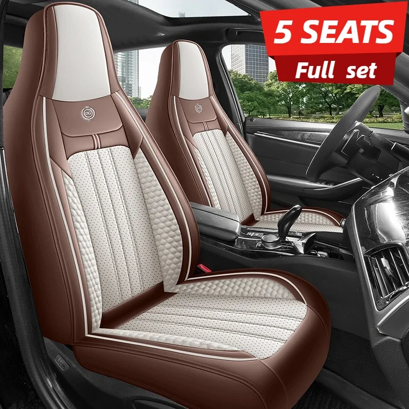 

Luxury 3D Full Car Seat Cover Set Universal Fit One-Piece Design for Most Cars/SUVs 5-Seat Coverage Compatible with Tesla BYD EV