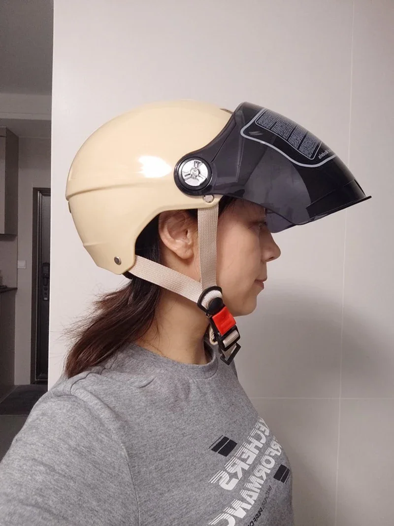 

2025 Motorcycle Helmet Woman Electric Motor Bike Half Helmet Anti Safety Hat Bicycle Cap With Goggles Men