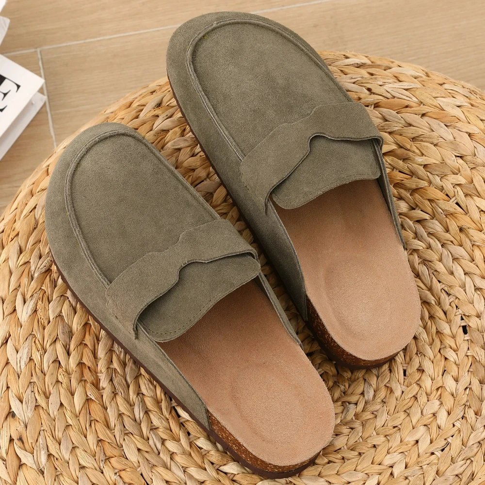 Crestar Fashion Clogs For Women Suede Leather Mules Slippers New Solid color Classic Antislip Cork Clogs Shoes With Arch Support