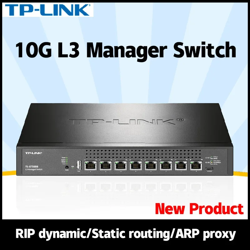 TP-LINK 10G High-speed VLAN Isolated Network Splitter Port Core Layer 3 Web Management Switch TL-ST5008 Asic Miner Hub Ethernet