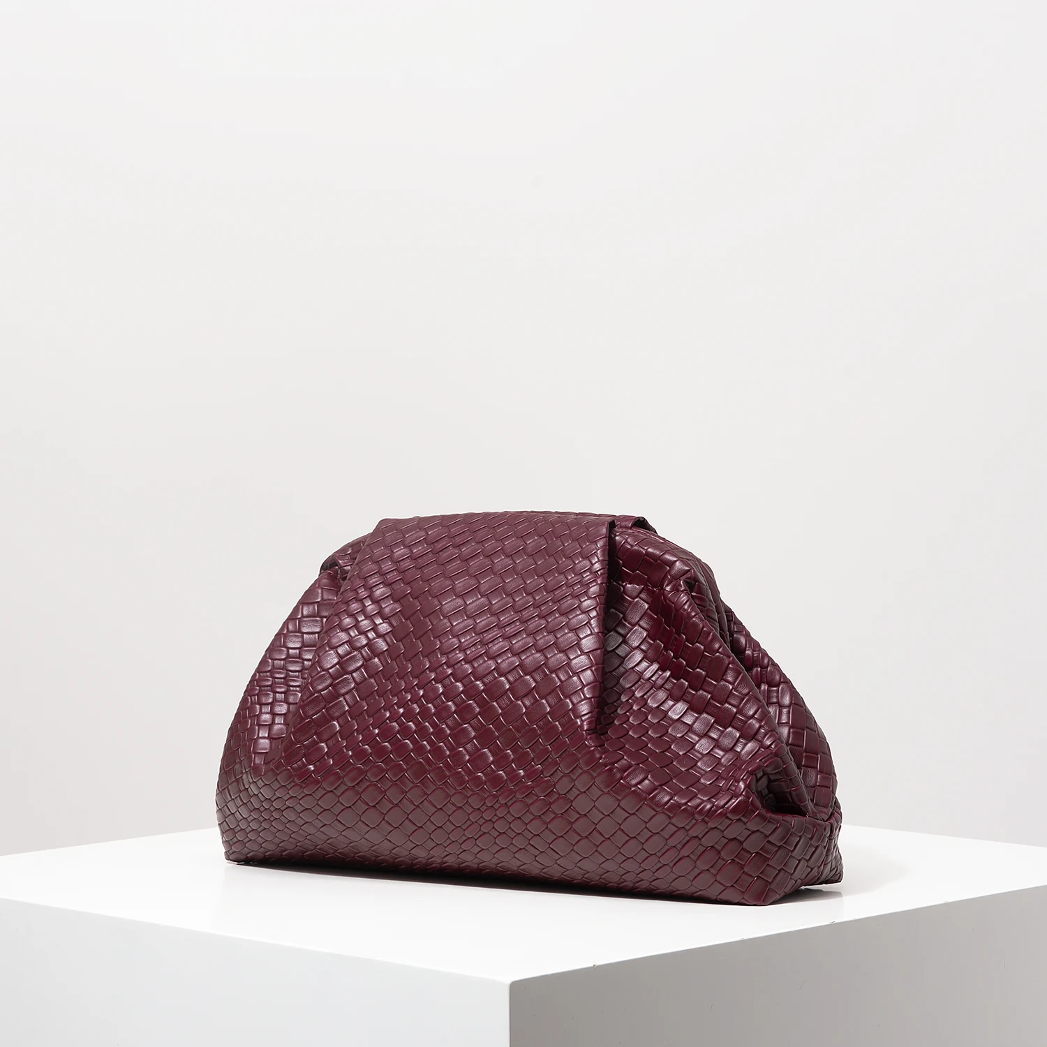Vintage-Handtasche aus Kunstleder mit gewebtem Muster, bordeauxfarbene Tasche, Abendkleider für Damen, Damenhandtasche mit großem Fassungsvermögen. – Detail 7