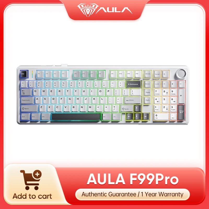 AULA F99 Pro Machanical Keyboard Original Hot Swap 99 Keys Bluetooth5.0/2.4G Wireless/Wired Tri-model Gasket Customized Keyboard