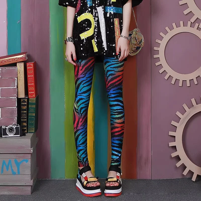 DOIAESKV Women's Colorful Leggings 2025 Spring Fashion Sexy Casual Leg Warmers Fit Most Sizes Leggings Pants Trousers