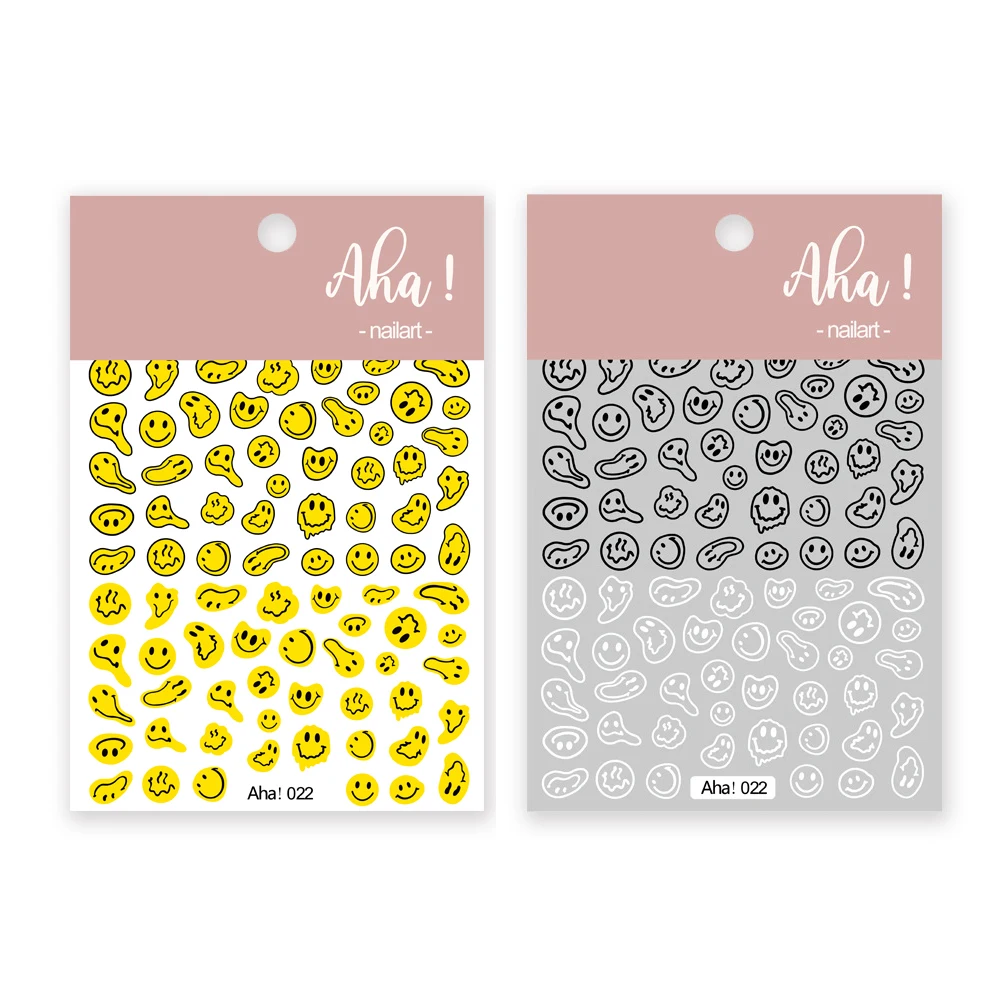 3D Yellow Smile Nail Art Stickers Nail Decals for Nails Smile Face Manicure Japanese Design DIY Cute Nail Decals Accessories