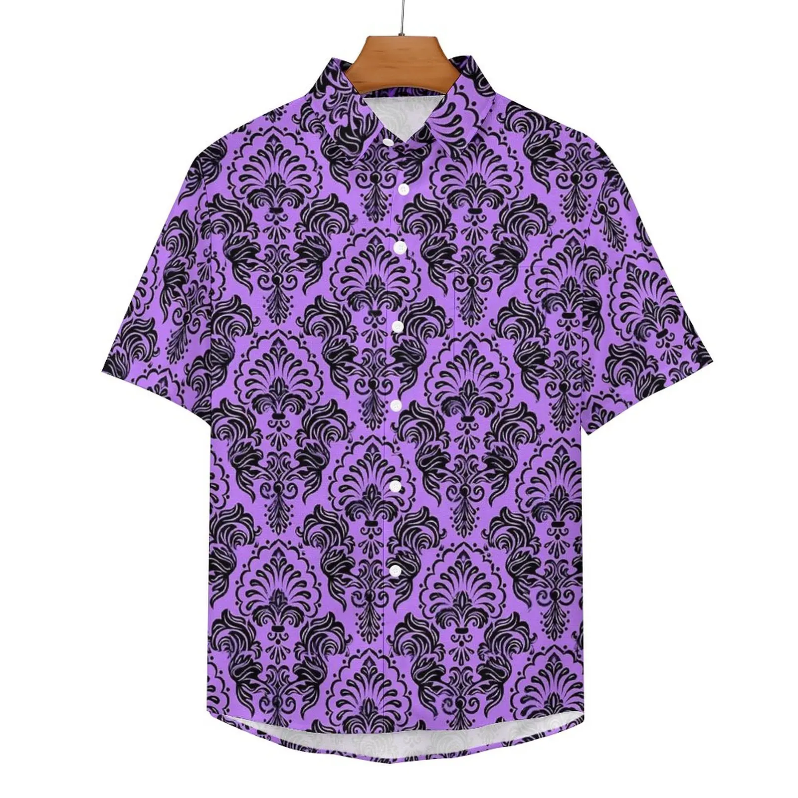 Floral Baroque Blouses Male Vintage Print Casual Shirts Hawaii Short-Sleeved Custom Street Style Oversized Vacation Shirt Gift