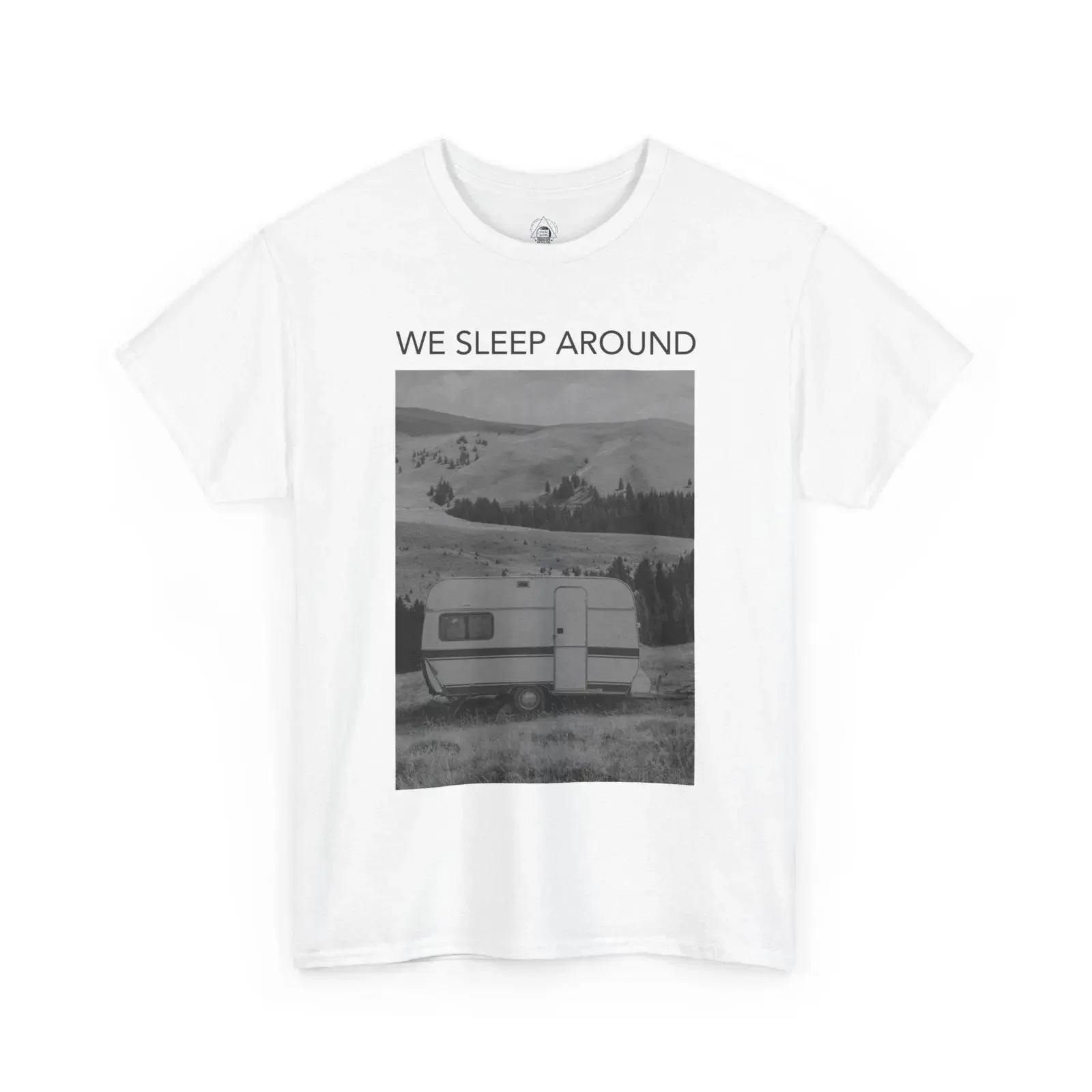 We Sleep Around Caravan T Shirt Vintage Trailer 100 Cotton  vintage Washed Comfortable Soft graphic Slightly