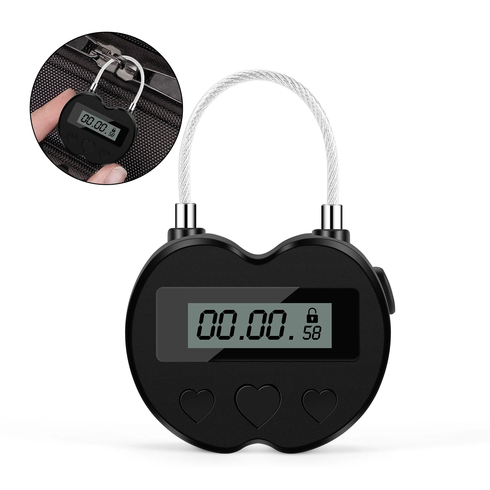 Smart Time Lock LCD Display Time Lock Multifunction Travel Electronic Timer, Waterproof USB Rechargeable Temporary Timer