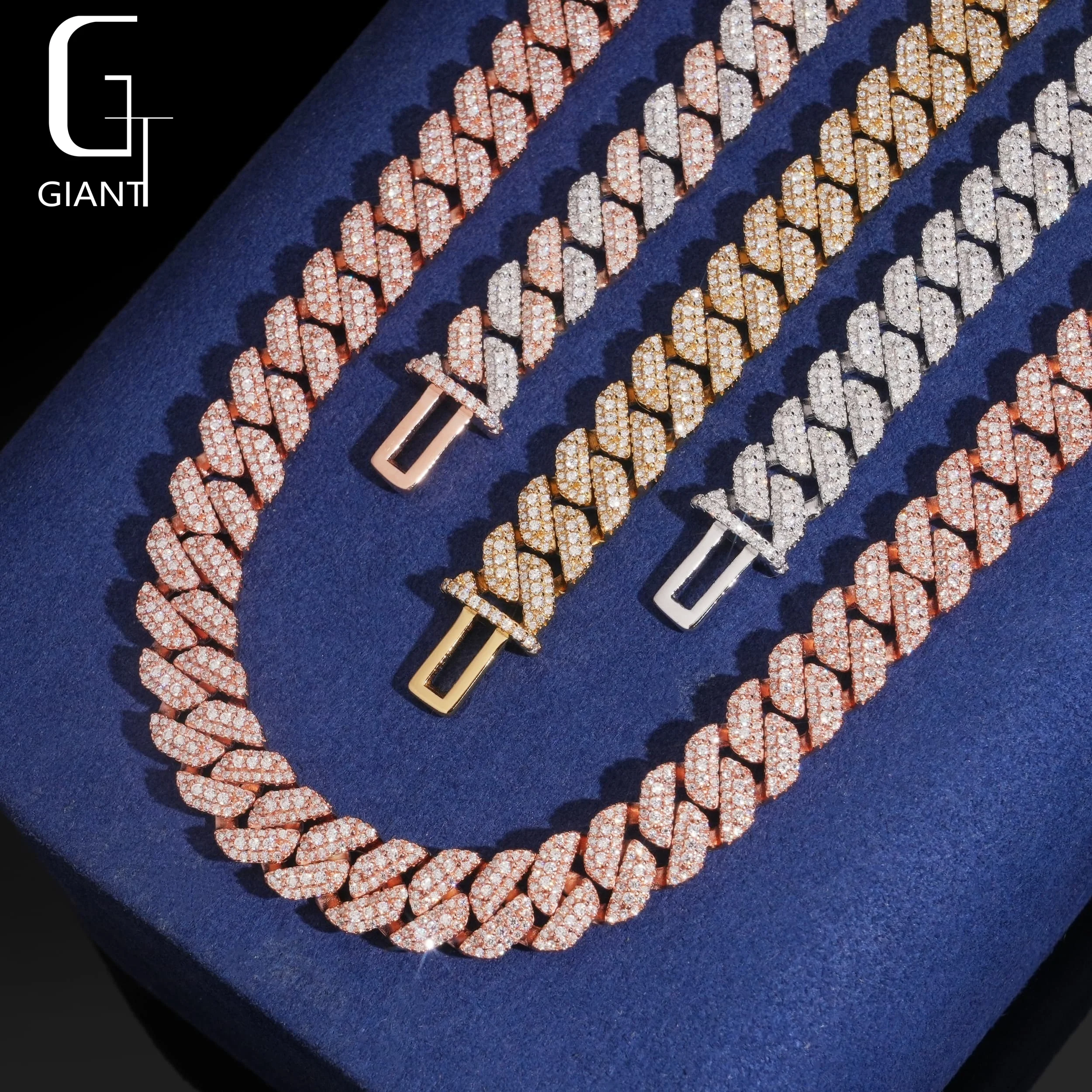 Hot Sale Jewelry Pass Diamond Tester 10mm Hip Hop Iced Out VVS1 Moissanite Cuban Link Chain Necklace Set Pass Diamond Tester...