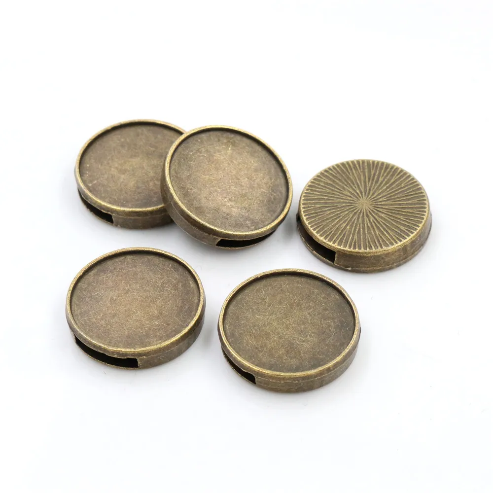 10pcs 20mm Inner Size Antique Silver Plated Colors Square Cabochon Base Cameo Setting Charms Pendant For 10 mm Leather Bracelet