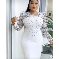 Plus Size Afrykańskie sukienki imprezowe dla kobiet 2024 Nowa moda Dashiki Ankara Koronkowe suknie ślubne Elegancka muzułmańska sukienka maxi z indyka