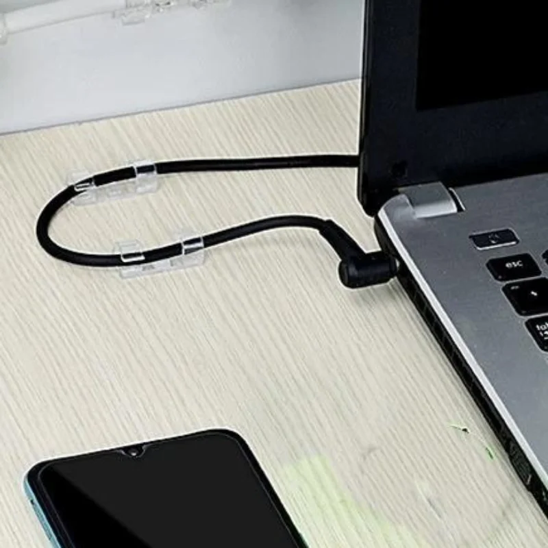20 PCS Transparent Self Adhesive Cable Clips Strong Adhesion Easy Installation For Home Office Cable Organization