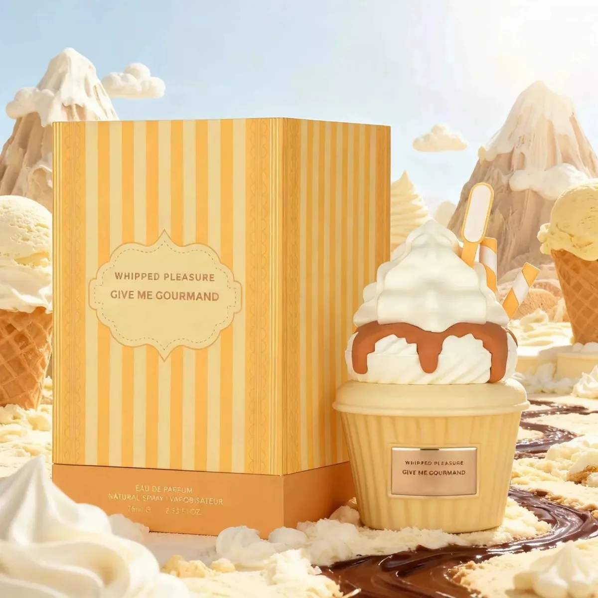 Lattafa Whipped Pleasure Eau De Parfum 75ml Gourmand Perfume Sweet Whipped Cream Caramel Vanilla Scent Long Lasting for Gift