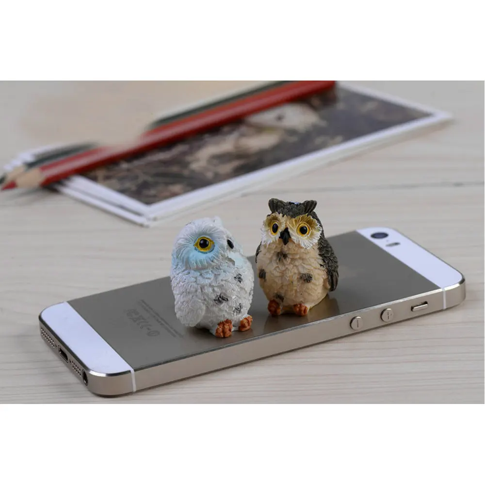 1 Pcs Random Color Cute Owls Animal Figurines Resin Miniatures Figurine Craft Fairy Garden Ornament Micro Landscaping Supply