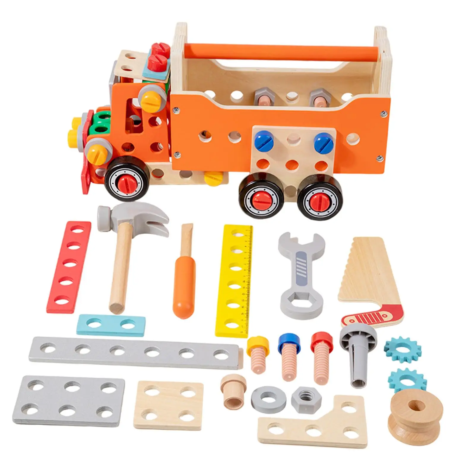 Houten kindergereedschapset Educatief gereedschap Winkelwagen Leren speelgoed Creatief Montessori Auto Schroevendraaier Speelgoed voor kinderen Verjaardagscadeau