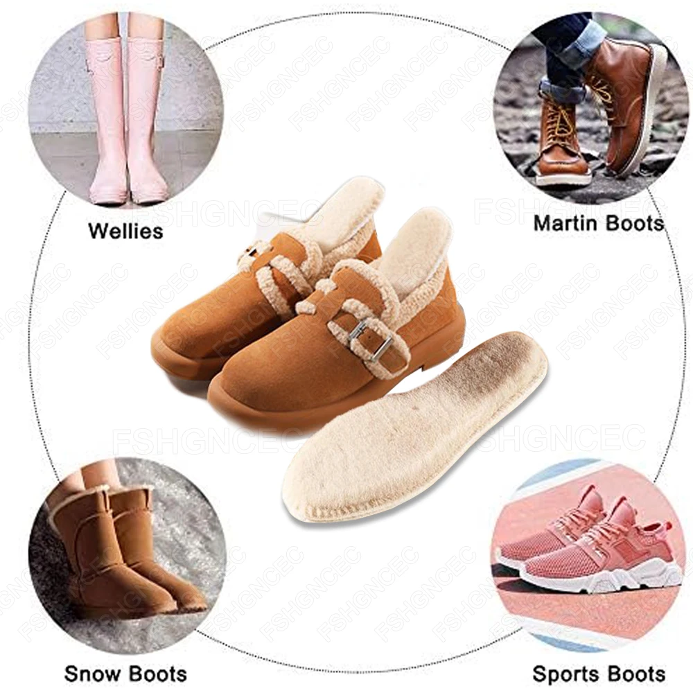Winter Thermal Insoles Thickened Faux Wool Sports Shoe Inserts for Women Men Comfortable Shoe Insole Keep Feet Warm Shoes Pads