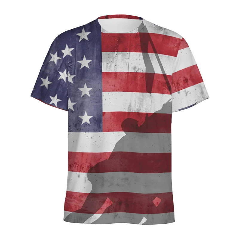 

Мужская футболка с рисунком винтажный с флагом США, футболка с 3d-рисунком в американском стиле, летние топы в уличном стиле, футболка оверсайз с коротким рукавом