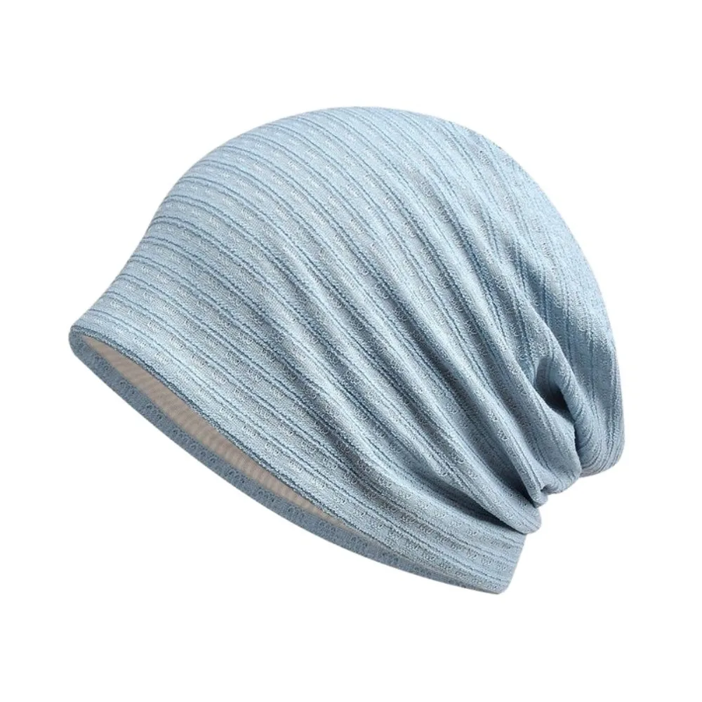 

Fabric Caps Stripes Slouchy Beanies Hat Double Layer Windproof Knitted Outdoor Baggy Skullcaps Breathable Solid Color