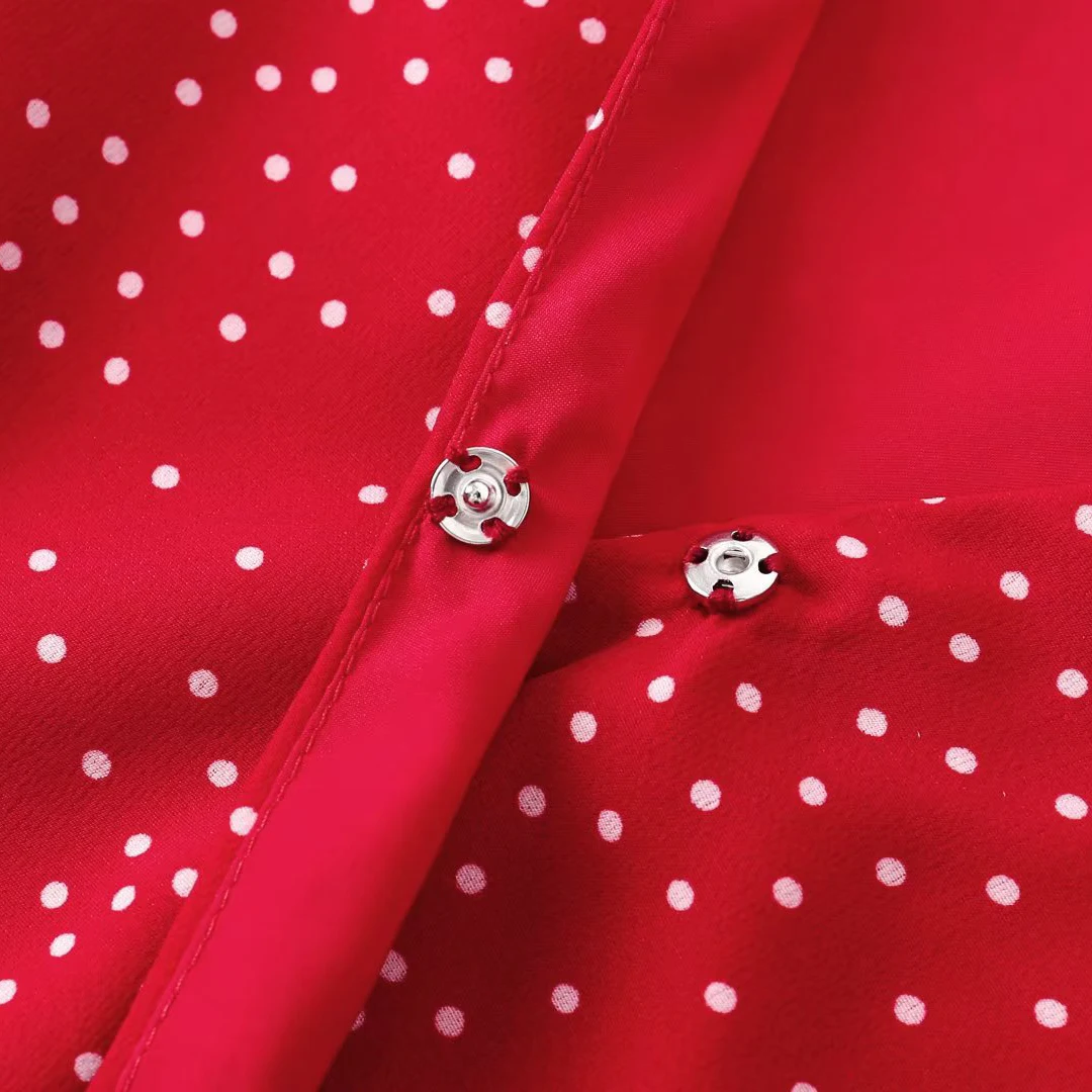 New Summer Dresses 2023 V-Neck Dress Accept Waist Thin Female Temperament Hepburn wind Red Polka Dot Dress With Short Sleeves