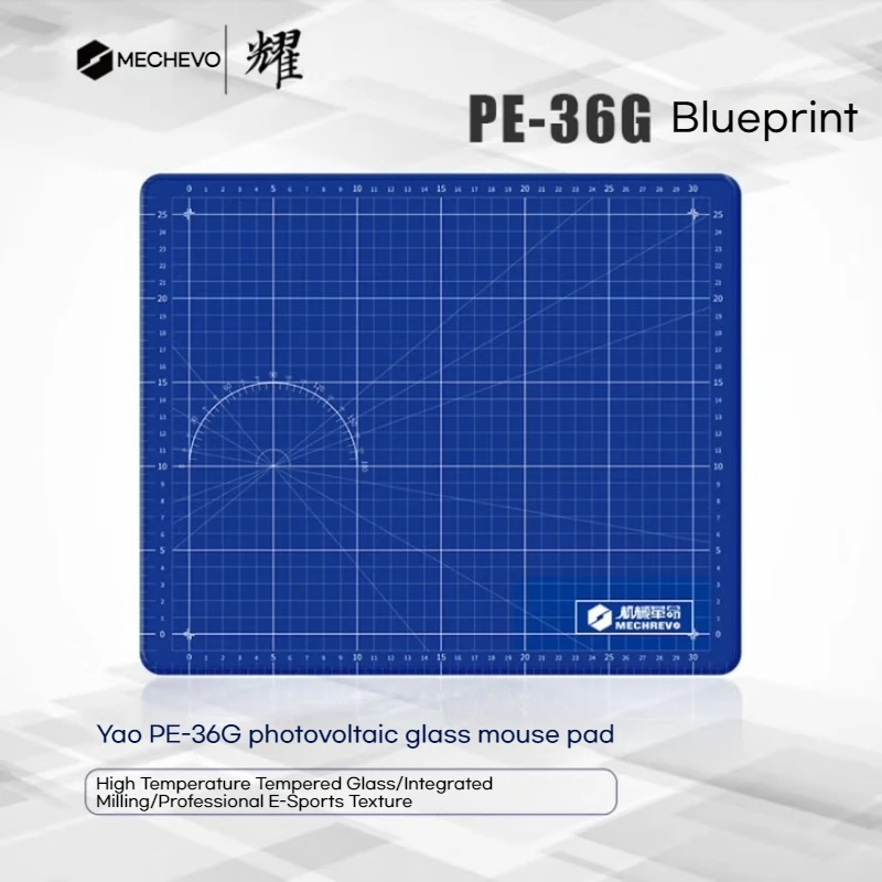 

Новый коврик для мыши Mechevo Pe36g Blueprint из фотоэлектрического стекла, игровой коврик для мыши Fps, высокоскоростной гладкий водонепроницаемый коврик для мыши из закаленного стекла Csgo