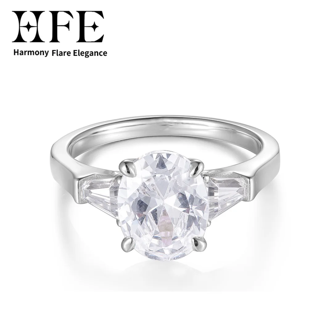 

HFE Oval Sparkling Moissanite Women's Eternity Ring 2 Carat Pure 925 Sterling Silver Wedding Engagement Anniversary Fine Jewelry