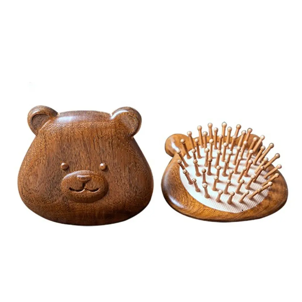 

Деревянная расческа для волос на воздушной подушке, антистатическая, ручная работа, милая щетка для лица кота, изысканный массаж носа, мини-дорожная щетка для волос, вьющиеся волосы