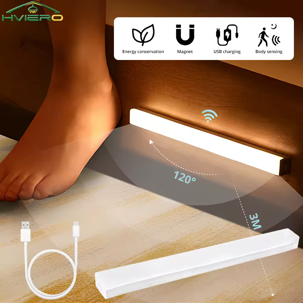 Usb Rechargeable Motion Sensor Night Lights For Room Decoration Home Closet Kitchen Cabinet Aisle Lighting Touch Sensing Lamps Похожие на AliExpress