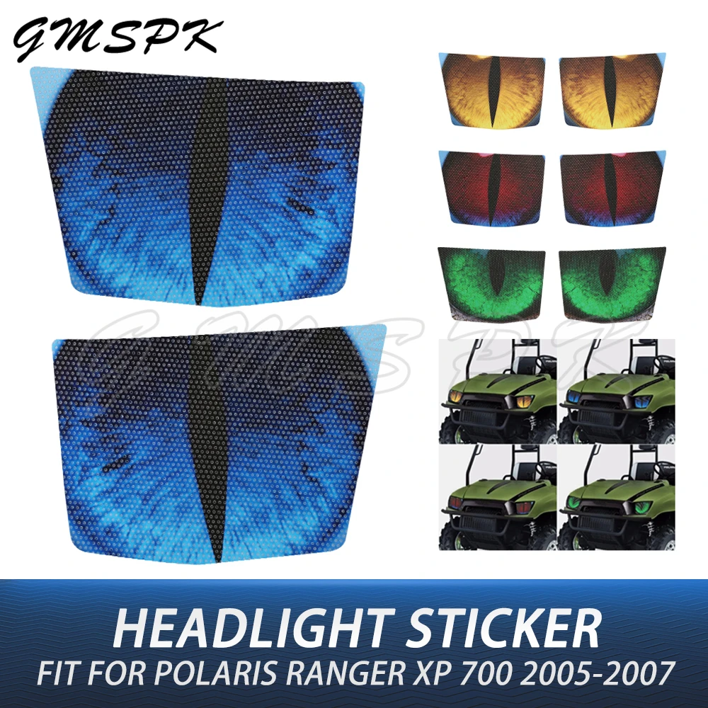 

UTV Headlight Decor Sticker Waterproof Front Head Light Eyes Decals Sticker Fit for Polaris Ranger XP Crew 700 500 2x4 700 6x6