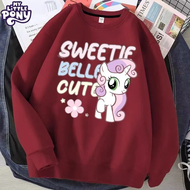 

Милый флаттершай с рисунком My Little Pony для девочек, модный стильный свободный повседневный топ с круглым вырезом на весну и осень