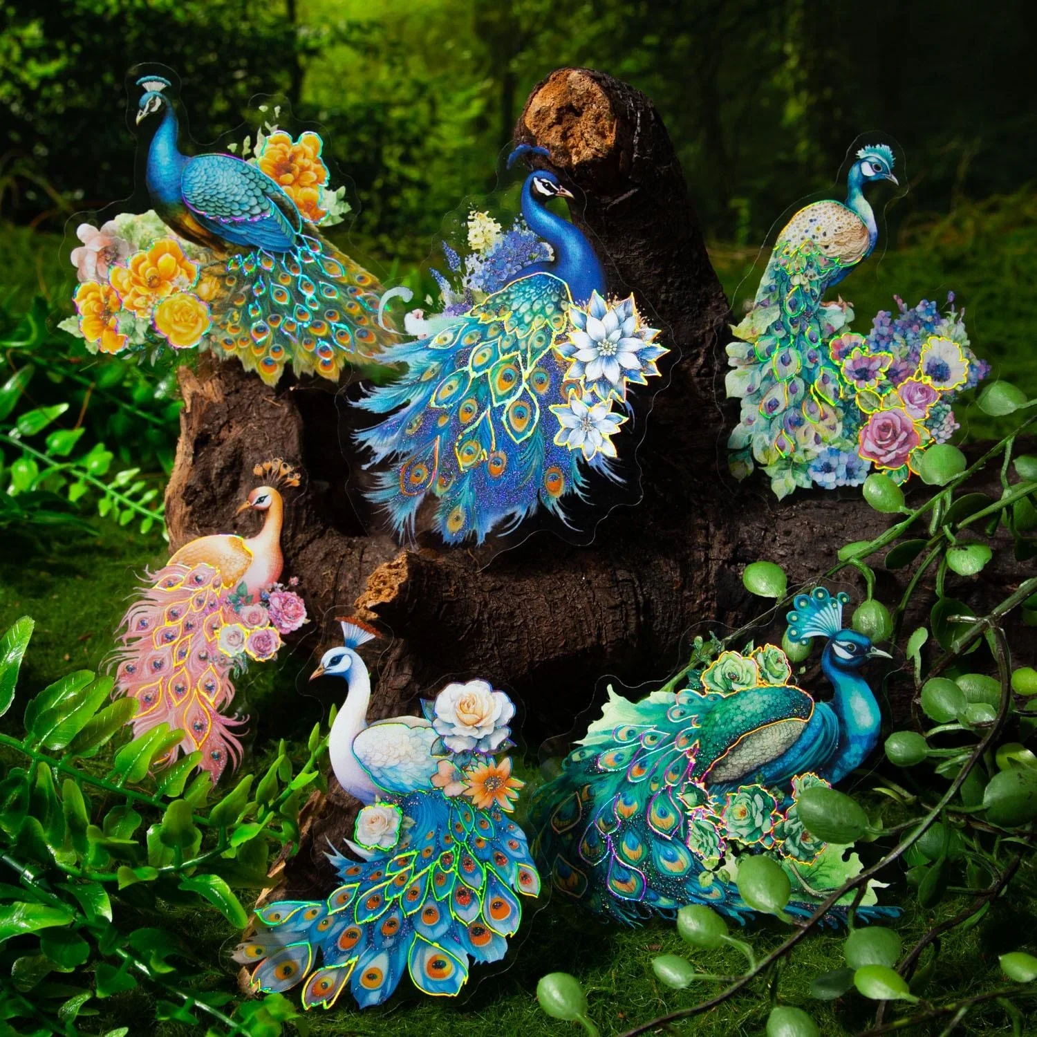 

10pcs/bag Peacock Flying To South PET DIY Stickers Beautiful Handbook Scrapbook Decorative High Quality Materials