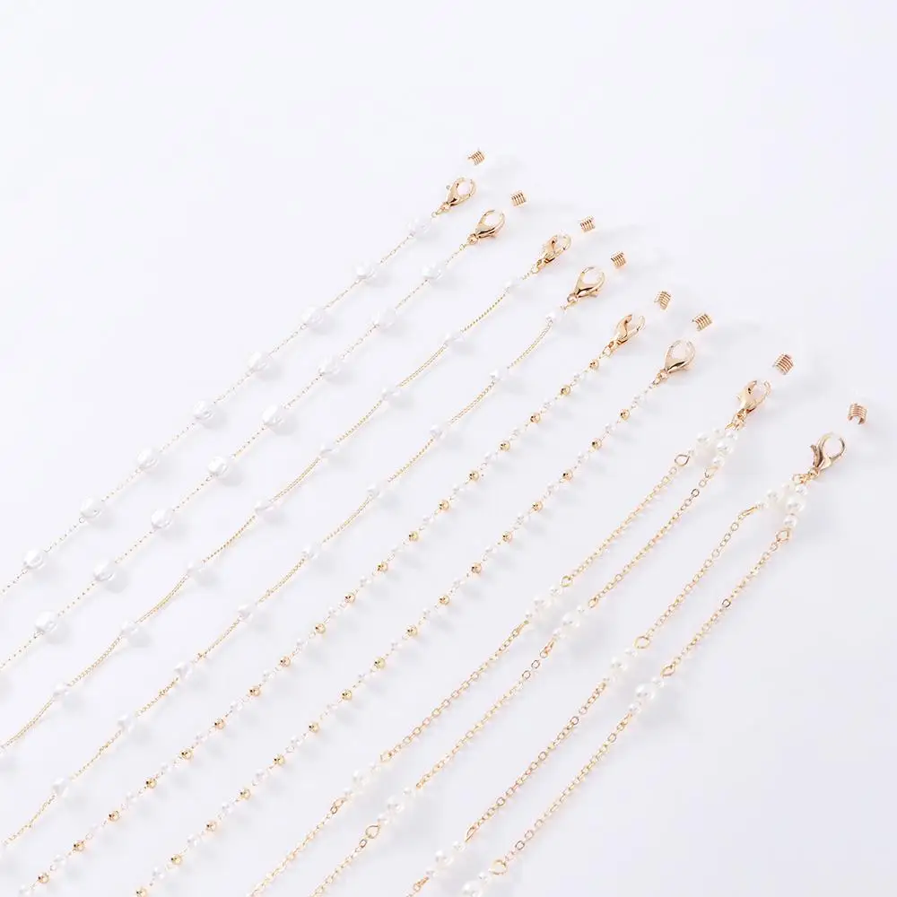 النظارات الشمسية الحبال مكافحة خسر النظارات مجوهرات الرجال للنساء اللؤلؤ سلسلة قناع الوجه قلادة نظارات القراءة سلسلة مقاطع النظارات